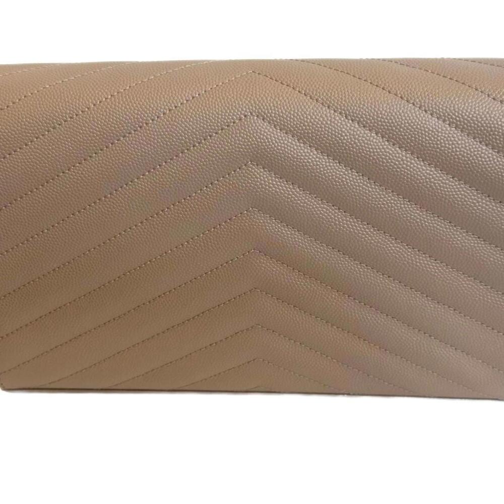 Yves Saint Laurent Classic Cassandre Brown Chain Wallet Grain De Poudre Leather - Picture 2 of 10